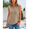 imageBTFBM Womens Sleeveless Sweater Vest 2025 Summer Crew Neck Ribbed Knit Lightweight Pullover Casual Loose Fit Tank TopsKhaki