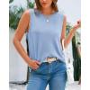 imageBTFBM Womens Sleeveless Sweater Vest 2025 Summer Crew Neck Ribbed Knit Lightweight Pullover Casual Loose Fit Tank TopsLight Blue