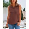 imageBTFBM Womens Sleeveless Sweater Vest 2025 Summer Crew Neck Ribbed Knit Lightweight Pullover Casual Loose Fit Tank TopsLight Brown