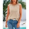 imageBTFBM Womens Sleeveless Sweater Vest 2025 Summer Crew Neck Ribbed Knit Lightweight Pullover Casual Loose Fit Tank TopsLight Khaki