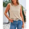 imageBTFBM Womens Sleeveless Sweater Vest 2025 Summer Crew Neck Ribbed Knit Lightweight Pullover Casual Loose Fit Tank TopsLight Khaki