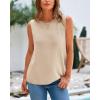 imageBTFBM Womens Sleeveless Sweater Vest 2025 Summer Crew Neck Ribbed Knit Lightweight Pullover Casual Loose Fit Tank TopsLight Khaki