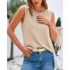 imageBTFBM Womens Sleeveless Sweater Vest 2025 Summer Crew Neck Ribbed Knit Lightweight Pullover Casual Loose Fit Tank TopsLight Khaki