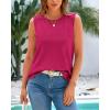 imageBTFBM Womens Sleeveless Sweater Vest 2025 Summer Crew Neck Ribbed Knit Lightweight Pullover Casual Loose Fit Tank TopsRose Red