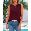 imageBTFBM Womens Sleeveless Sweater Vest 2025 Summer Crew Neck Ribbed Knit Lightweight Pullover Casual Loose Fit Tank TopsWine Red
