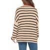 imageBTFBM Womens Striped Knit Sweaters 2025 Spring Fall Boat Neck Off Shoulder Long Sleeve Oversized Casual Pullover TopsStriped Apricot Black