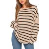imageBTFBM Womens Striped Knit Sweaters 2025 Spring Fall Boat Neck Off Shoulder Long Sleeve Oversized Casual Pullover TopsStriped Apricot Black