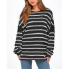 imageBTFBM Womens Striped Knit Sweaters 2025 Spring Fall Boat Neck Off Shoulder Long Sleeve Oversized Casual Pullover TopsStriped Black White