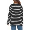 imageBTFBM Womens Striped Knit Sweaters 2025 Spring Fall Boat Neck Off Shoulder Long Sleeve Oversized Casual Pullover TopsStriped Black White