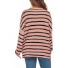 imageBTFBM Womens Striped Knit Sweaters 2025 Spring Fall Boat Neck Off Shoulder Long Sleeve Oversized Casual Pullover TopsStriped Pink Black