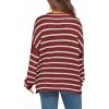imageBTFBM Womens Striped Knit Sweaters 2025 Spring Fall Boat Neck Off Shoulder Long Sleeve Oversized Casual Pullover TopsStriped Wine Red White