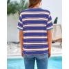 imageBTFBM Womens Summer Tops 2025 Crewneck Short Sleeve Striped T Shirts Casual Loose Lightweight Color Block Basic TeeBlue Apricot