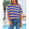 imageBTFBM Womens Summer Tops 2025 Crewneck Short Sleeve Striped T Shirts Casual Loose Lightweight Color Block Basic TeeBlue Apricot