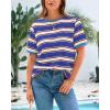 imageBTFBM Womens Summer Tops 2025 Crewneck Short Sleeve Striped T Shirts Casual Loose Lightweight Color Block Basic TeeBlue Apricot
