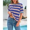 imageBTFBM Womens Summer Tops 2025 Crewneck Short Sleeve Striped T Shirts Casual Loose Lightweight Color Block Basic TeeBlue Apricot