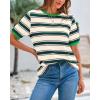 imageBTFBM Womens Summer Tops 2025 Crewneck Short Sleeve Striped T Shirts Casual Loose Lightweight Color Block Basic TeeDark Green Apricot