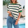 imageBTFBM Womens Summer Tops 2025 Crewneck Short Sleeve Striped T Shirts Casual Loose Lightweight Color Block Basic TeeDark Green Apricot