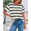 imageBTFBM Womens Summer Tops 2025 Crewneck Short Sleeve Striped T Shirts Casual Loose Lightweight Color Block Basic TeeDark Green Pink