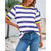 imageBTFBM Womens Summer Tops 2025 Crewneck Short Sleeve Striped T Shirts Casual Loose Lightweight Color Block Basic TeeWhite Dark Blue