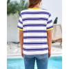imageBTFBM Womens Summer Tops 2025 Crewneck Short Sleeve Striped T Shirts Casual Loose Lightweight Color Block Basic TeeWhite Dark Blue
