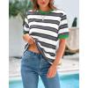 imageBTFBM Womens Summer Tops 2025 Crewneck Short Sleeve Striped T Shirts Casual Loose Lightweight Color Block Basic TeeWhite Grey