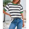 imageBTFBM Womens Summer Tops 2025 Crewneck Short Sleeve Striped T Shirts Casual Loose Lightweight Color Block Basic TeeWhite Grey