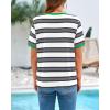 imageBTFBM Womens Summer Tops 2025 Crewneck Short Sleeve Striped T Shirts Casual Loose Lightweight Color Block Basic TeeWhite Grey