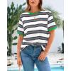 imageBTFBM Womens Summer Tops 2025 Crewneck Short Sleeve Striped T Shirts Casual Loose Lightweight Color Block Basic TeeWhite Grey
