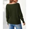 imageBTFBM Womens Trendy Off Shoulder Sweater 2024 Fall Long Sleeve Casual Loose Tunics Asymmetrical Pullover Going Out TopsArmy Green