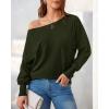 imageBTFBM Womens Trendy Off Shoulder Sweater 2024 Fall Long Sleeve Casual Loose Tunics Asymmetrical Pullover Going Out TopsArmy Green