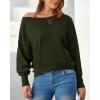 imageBTFBM Womens Trendy Off Shoulder Sweater 2024 Fall Long Sleeve Casual Loose Tunics Asymmetrical Pullover Going Out TopsArmy Green
