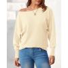 imageBTFBM Womens Trendy Off Shoulder Sweater 2024 Fall Long Sleeve Casual Loose Tunics Asymmetrical Pullover Going Out TopsBeige White