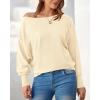 imageBTFBM Womens Trendy Off Shoulder Sweater 2024 Fall Long Sleeve Casual Loose Tunics Asymmetrical Pullover Going Out TopsBeige White