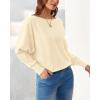 imageBTFBM Womens Trendy Off Shoulder Sweater 2024 Fall Long Sleeve Casual Loose Tunics Asymmetrical Pullover Going Out TopsBeige White