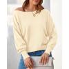 imageBTFBM Womens Trendy Off Shoulder Sweater 2024 Fall Long Sleeve Casual Loose Tunics Asymmetrical Pullover Going Out TopsBeige White