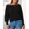 imageBTFBM Womens Trendy Off Shoulder Sweater 2024 Fall Long Sleeve Casual Loose Tunics Asymmetrical Pullover Going Out TopsBlack