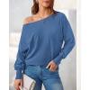 imageBTFBM Womens Trendy Off Shoulder Sweater 2024 Fall Long Sleeve Casual Loose Tunics Asymmetrical Pullover Going Out TopsBlue Grey