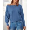 imageBTFBM Womens Trendy Off Shoulder Sweater 2024 Fall Long Sleeve Casual Loose Tunics Asymmetrical Pullover Going Out TopsBlue Grey