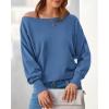 imageBTFBM Womens Trendy Off Shoulder Sweater 2024 Fall Long Sleeve Casual Loose Tunics Asymmetrical Pullover Going Out TopsBlue Grey