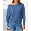 imageBTFBM Womens Trendy Off Shoulder Sweater 2024 Fall Long Sleeve Casual Loose Tunics Asymmetrical Pullover Going Out TopsBlue Grey