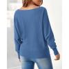 imageBTFBM Womens Trendy Off Shoulder Sweater 2024 Fall Long Sleeve Casual Loose Tunics Asymmetrical Pullover Going Out TopsBlue Grey