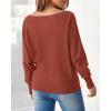 imageBTFBM Womens Trendy Off Shoulder Sweater 2024 Fall Long Sleeve Casual Loose Tunics Asymmetrical Pullover Going Out TopsBrick Red