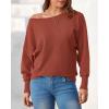 imageBTFBM Womens Trendy Off Shoulder Sweater 2024 Fall Long Sleeve Casual Loose Tunics Asymmetrical Pullover Going Out TopsBrick Red