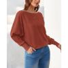 imageBTFBM Womens Trendy Off Shoulder Sweater 2024 Fall Long Sleeve Casual Loose Tunics Asymmetrical Pullover Going Out TopsBrick Red