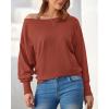 imageBTFBM Womens Trendy Off Shoulder Sweater 2024 Fall Long Sleeve Casual Loose Tunics Asymmetrical Pullover Going Out TopsBrick Red