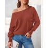 imageBTFBM Womens Trendy Off Shoulder Sweater 2024 Fall Long Sleeve Casual Loose Tunics Asymmetrical Pullover Going Out TopsBrick Red