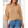 imageBTFBM Womens Trendy Off Shoulder Sweater 2024 Fall Long Sleeve Casual Loose Tunics Asymmetrical Pullover Going Out TopsKhaki