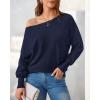 imageBTFBM Womens Trendy Off Shoulder Sweater 2024 Fall Long Sleeve Casual Loose Tunics Asymmetrical Pullover Going Out TopsNavy