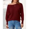 imageBTFBM Womens Trendy Off Shoulder Sweater 2024 Fall Long Sleeve Casual Loose Tunics Asymmetrical Pullover Going Out TopsWine Red