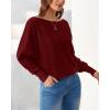 imageBTFBM Womens Trendy Off Shoulder Sweater 2024 Fall Long Sleeve Casual Loose Tunics Asymmetrical Pullover Going Out TopsWine Red